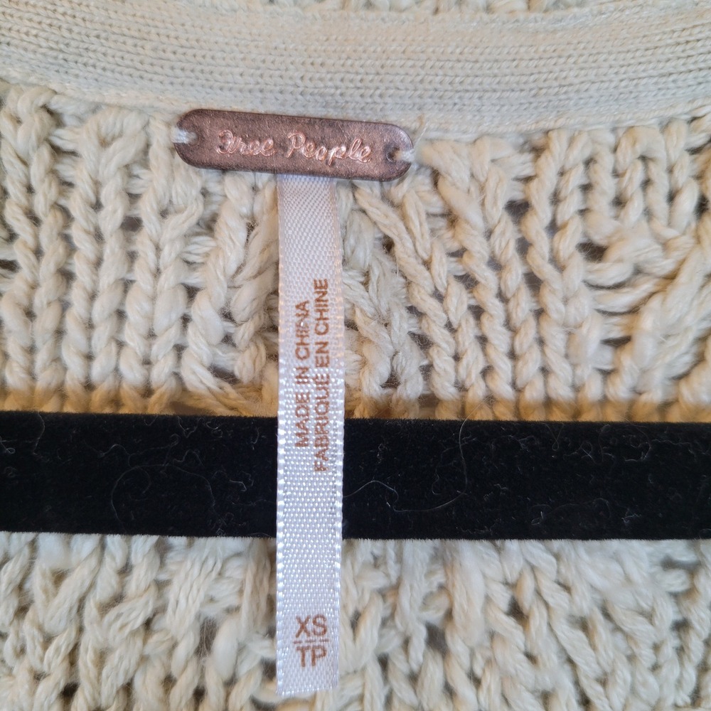 Free People Womens Montana Cable Knit Grandpa Cardigan Sweater Size XS Beige - Picture 3 of 10